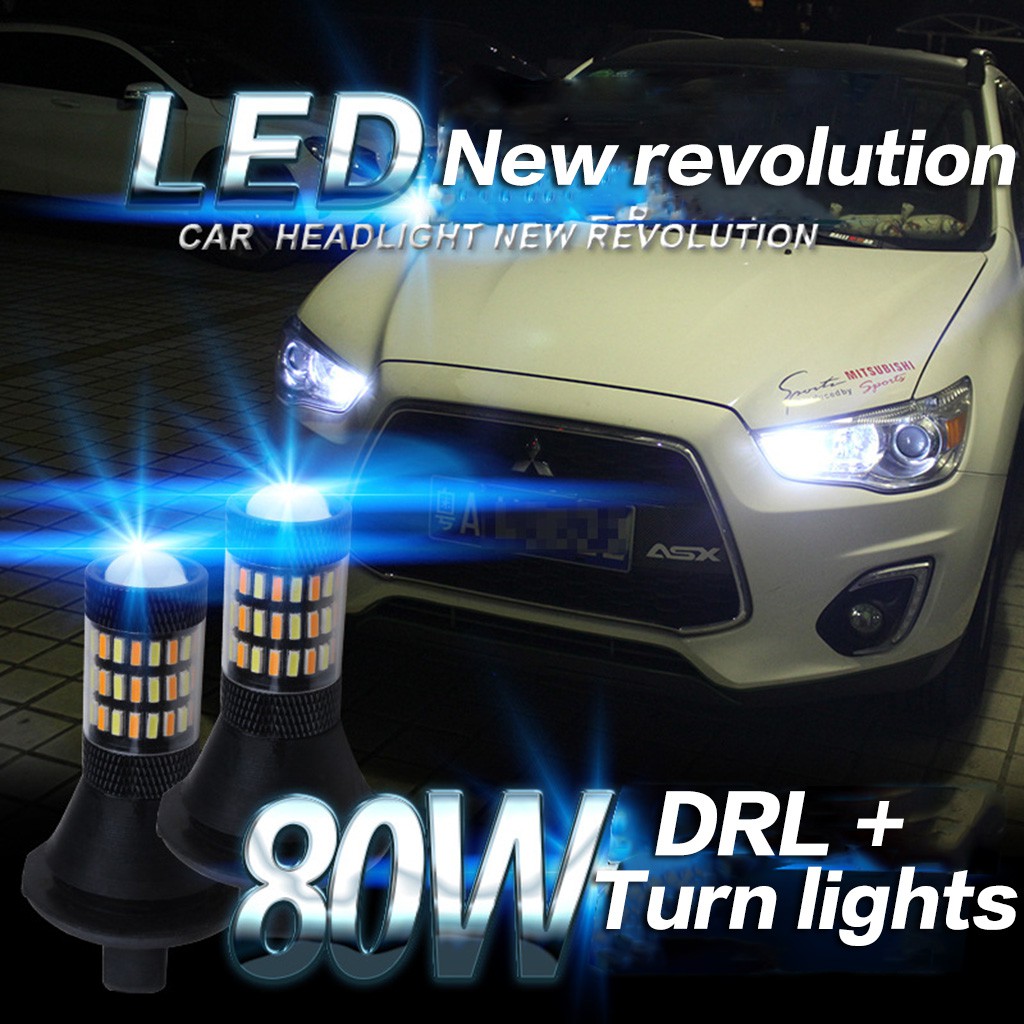 2Pcs【In stock】60 SMD Car DRL&amp;Turn Signal lamp LED T20 1156 Dual Model