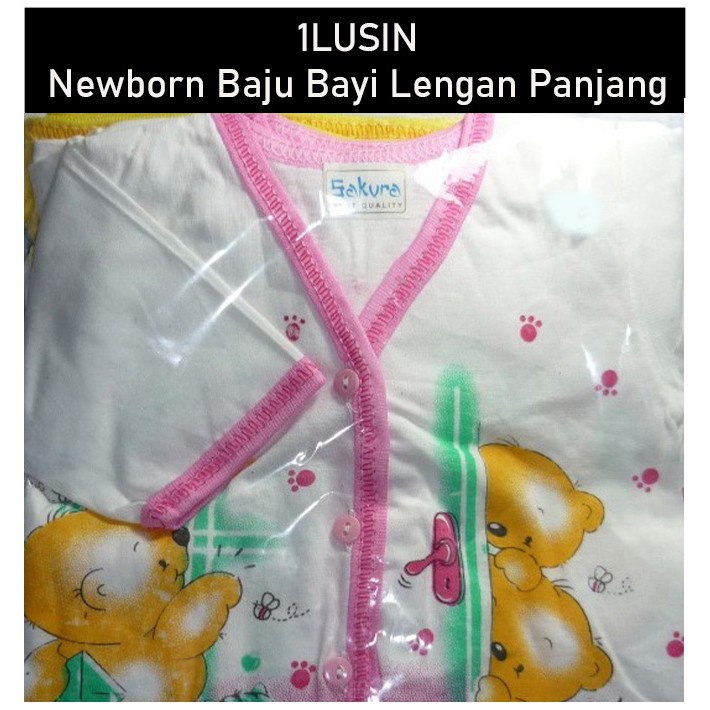 (6PCS - 1LUSIN) Newborn Baju Bayi sb Lengan Panjang Kancing Depan Atasan Bayi