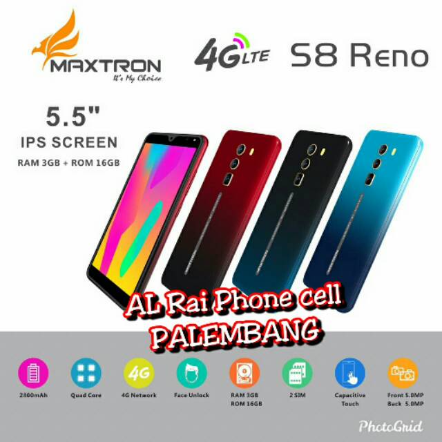 Maxtron S8 Reno, Ram 3/16 GB, 4G LTE, ( bisa Smartfreen )LCD 5.5 inch, Baru, Garansi resmi 1 tahun