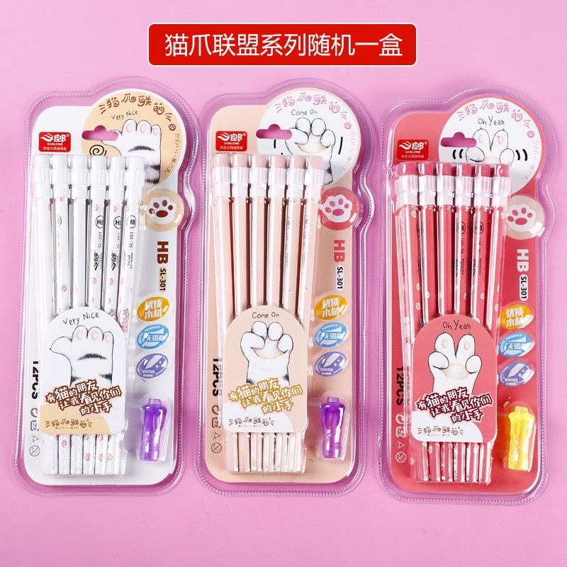 

￼Dalingshop / 3 in 1 Pensil HB Fancy cat/ Pensil Set 12 Pcs