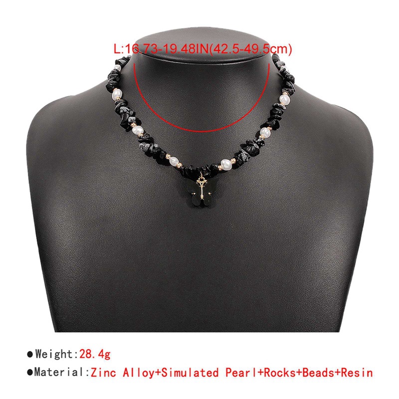 Kalung Pendek Liontin Kupu-Kupu Aksen Mutiara Imitasi Warna-Warni Gaya Bohemian Untuk Wanita