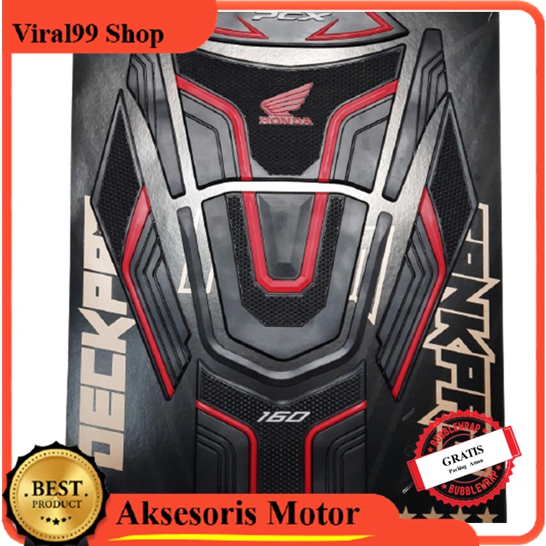 Sticker Stiker Deckpad Honda PCX 160 2021 Karet Tangki Timbul 3D merah Biru Gold Silver putih