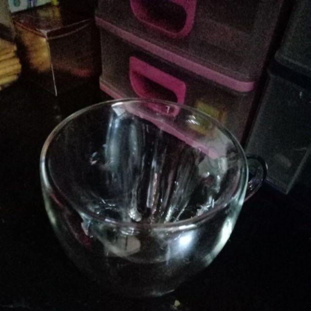 Gelas / Cangkir Kaca Dua Lapis Motif Hati / Love