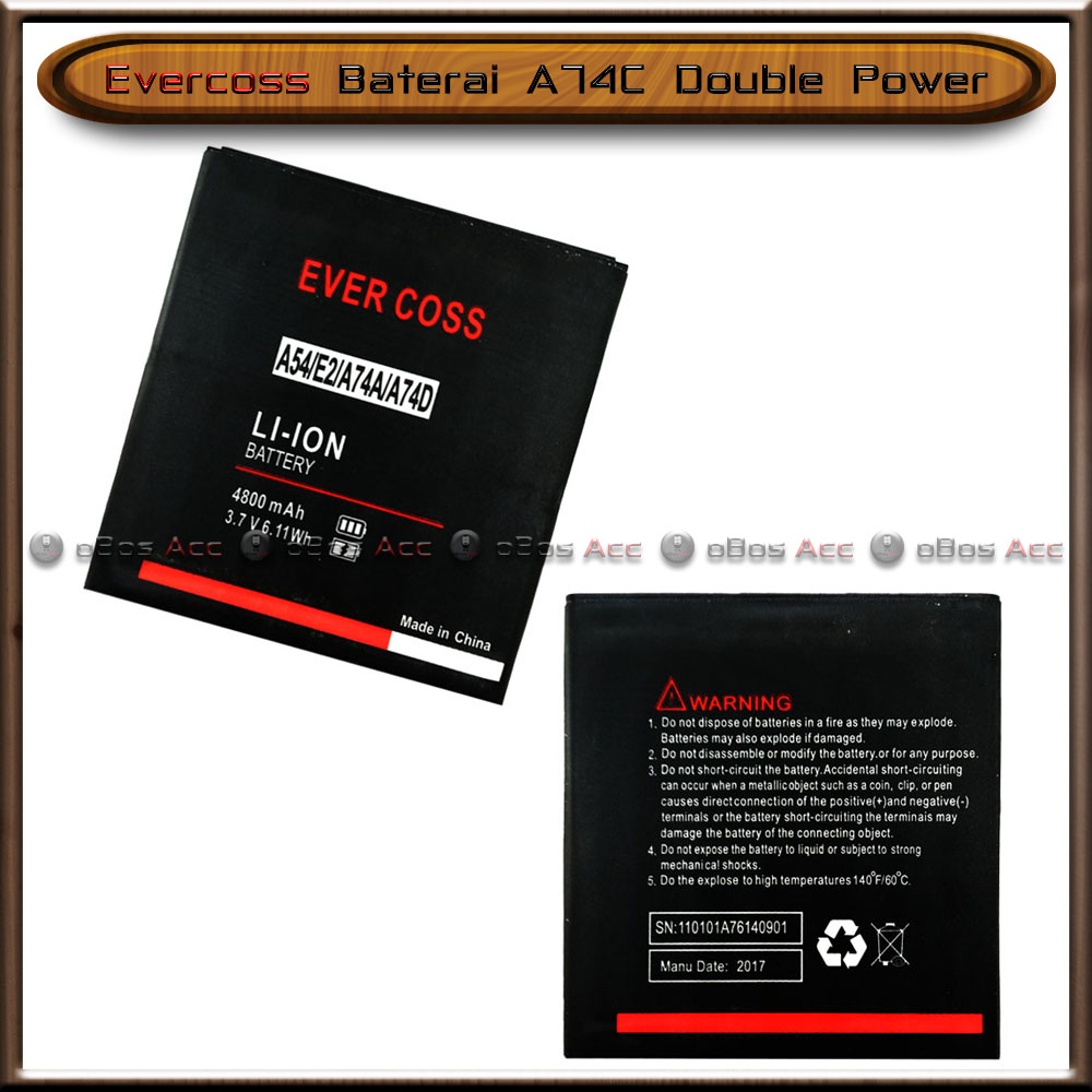 Baterai Evercoss A74C Double Power Batre Batrai HP