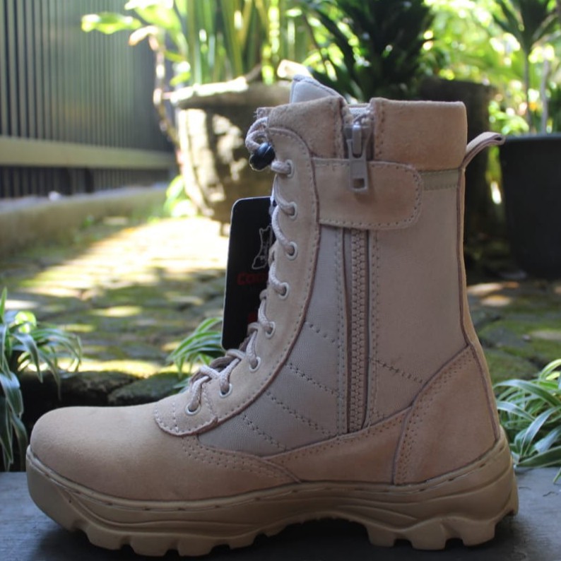 SEPATU PDL TACTICAL KULIT SATPOL PP/PNS CREAM GURUN 8 INCI