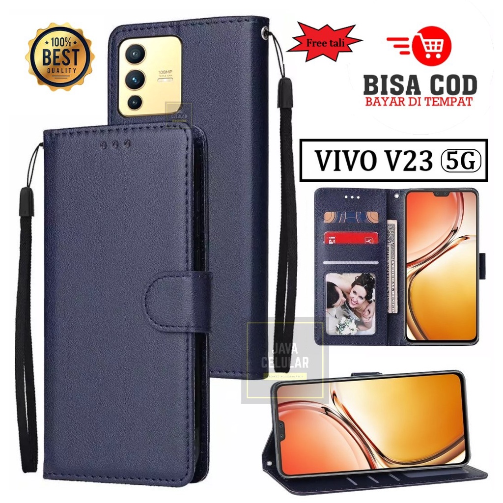 Flip Case Vivo V23 5G Leather Flip Wallet Case Kulit Casing Dompet Case Wallet Leather Flip Case Viv