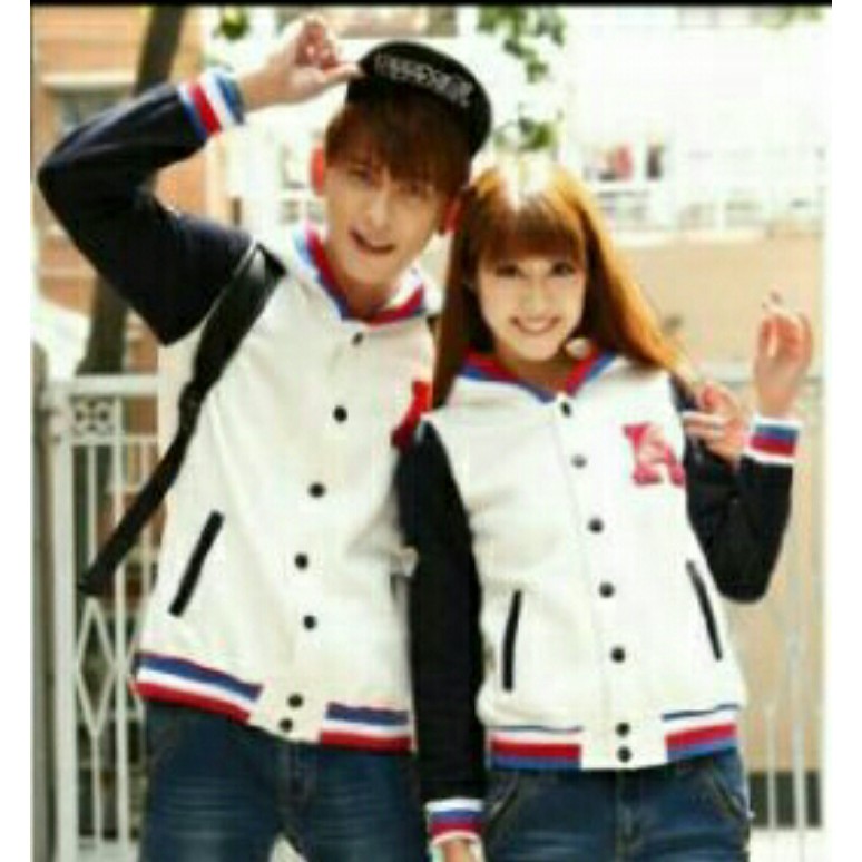 Promo Jaket couple A hoodie putih S-S3-388