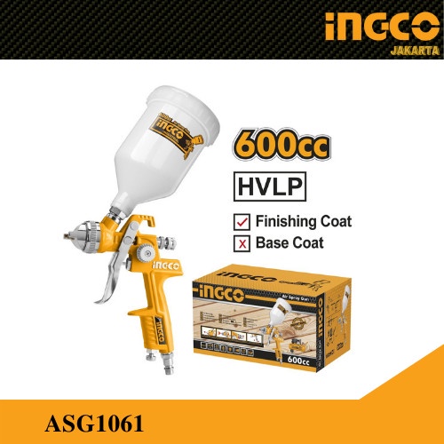 HVLP SPRAY GUN TABUNG ATAS 600 cc / SEMPROTAN ANGIN CAT INGCO ASG1061