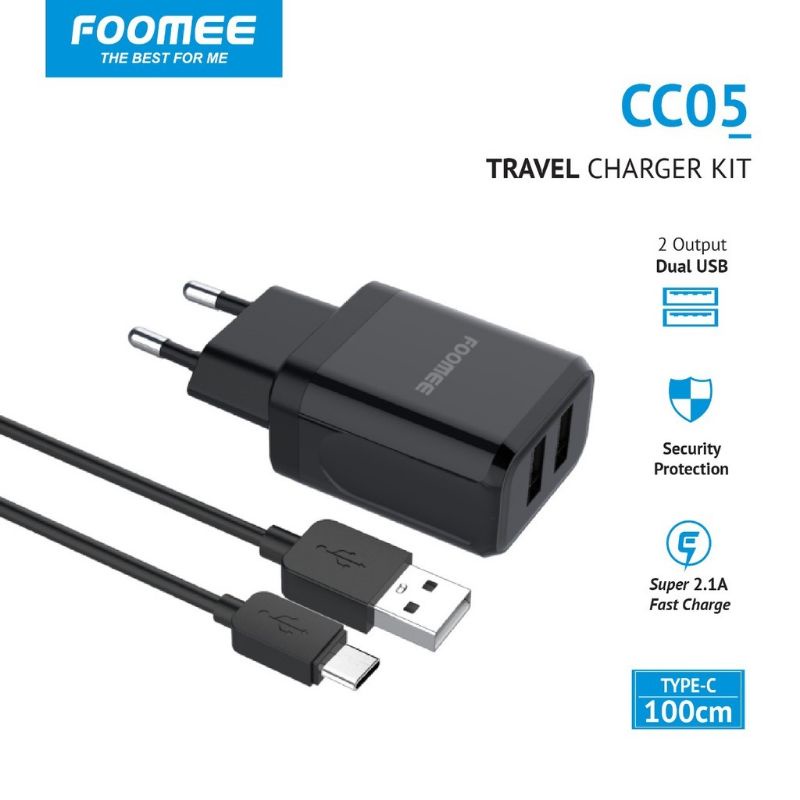 Foomee Travel Charger Kit Dual USB Output