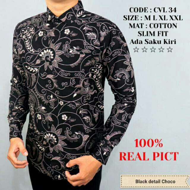 Baju Kemeja Batik Slimfit Lengan Panjang Dewasa Real Pict Original Mewah Premium Colin Dion Cbl701