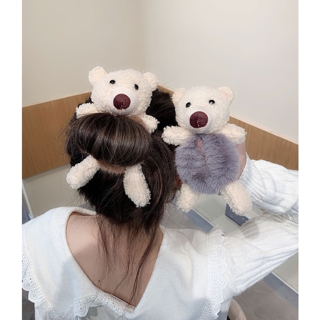 IKAT RAMBUT WANITA KOREA BEAR BONEKA LUCU KUNCIRAN RAMBUT AKSESORIS FASHION KOREA IMPORT AK76