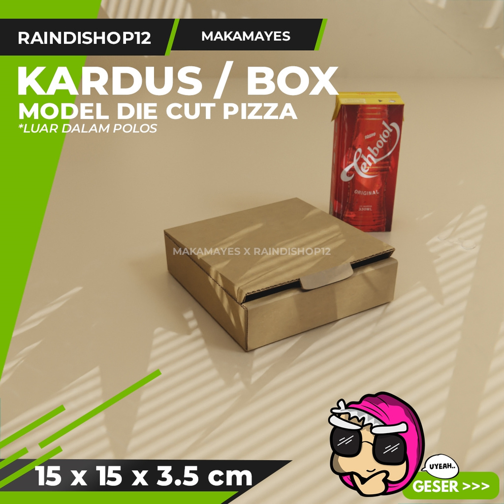 

(MIN 10 PCS) BOX 15 X 15 X 3.5 CM KARDUS DIE CUT PIZZA KEMASAN PACKAGING KADO