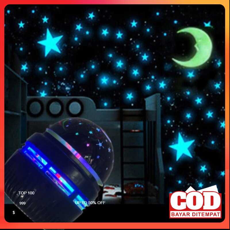 Proyektor LED Moon Night Light  / Lampu Tidur Anak / Lampu LED Disco Hias Motif Warna Cantik / Lampu