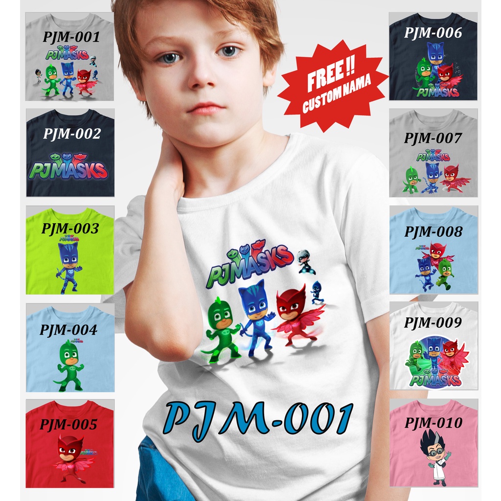 [FREE NAMA !!] Kaos Anak &amp; Family PJ Mask 100% COTTON PREMIUM