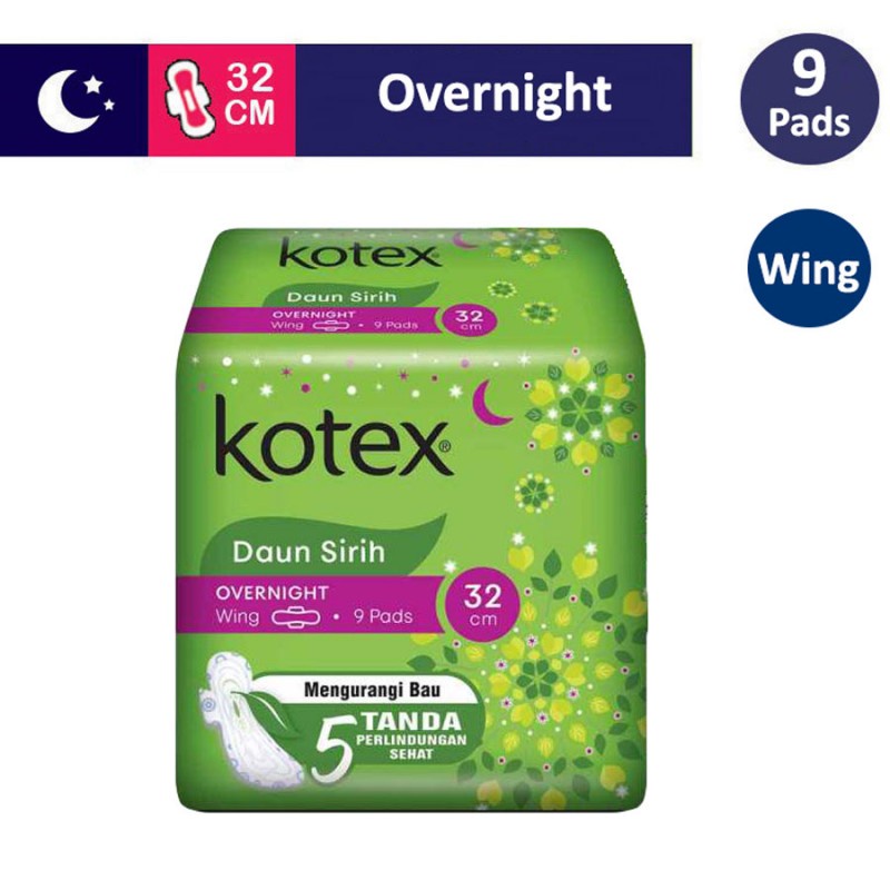 Kotex Daun Sirih Overnight Pembalut Wanita 32 cm - 9 s