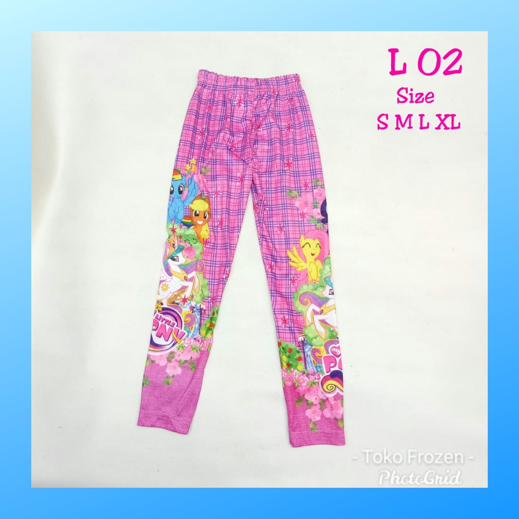 Celana legging anak perempuan outfit long pants girl kostum leging panjang karakter strech pakaian bawahan olahraga renang apparel sport casual sepeda compression suit base layer lari little pony L02