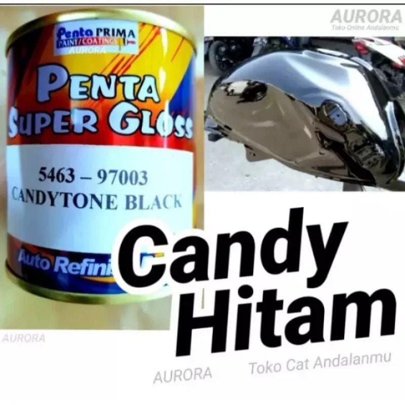 Cat Penta Super Gloss 200gr Candy Tone Black Candytone Black Candy Hitam Transparan Candi Cendi Cend