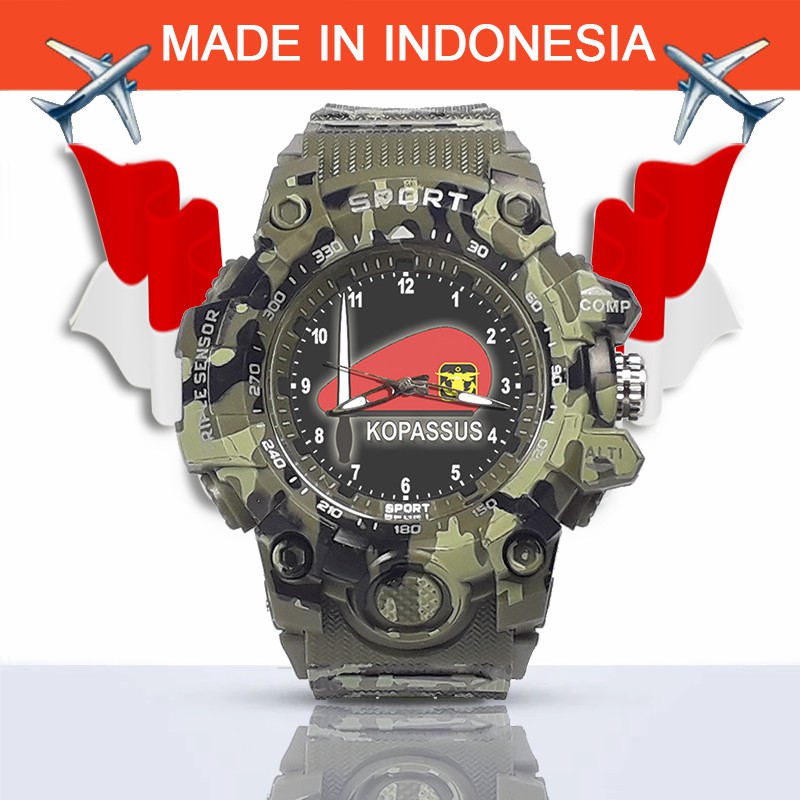 {Istimewa} Jam Tangan BARET MERAH KOPASUS -Hijau Army Water Resistant