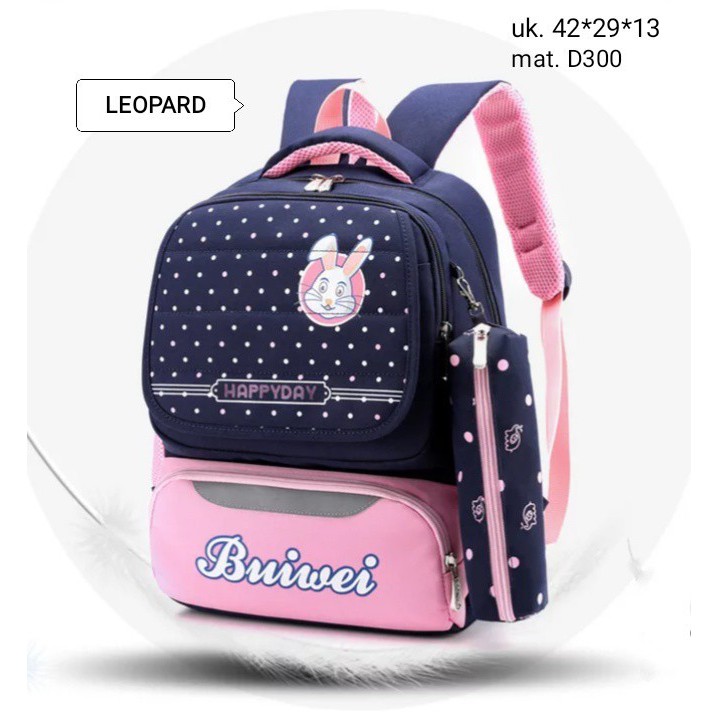 M45_Ransel Canvas  BUIWEI + Tempat Pencil, Tas Sekolah, Ransel Sekolah, Ransel K-Pop-4