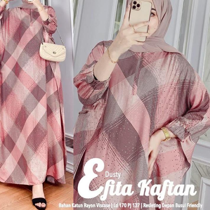 ホ Efita Kaftan Unique Jumbo Busui Resleting Depan Kain Rayon  Tebal Kekinian