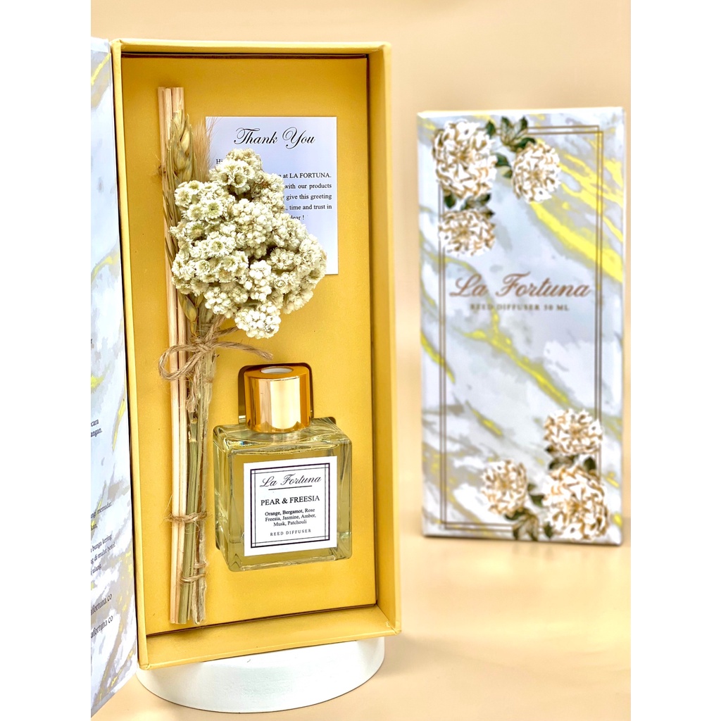 LA FORTUNA - REED DIFFUSER AROMATHERAPHY 50ml PREMIUM HARDBOX| PEWANGI PENGHARUM RUANGAN | PEWANGI AROMATERAPI