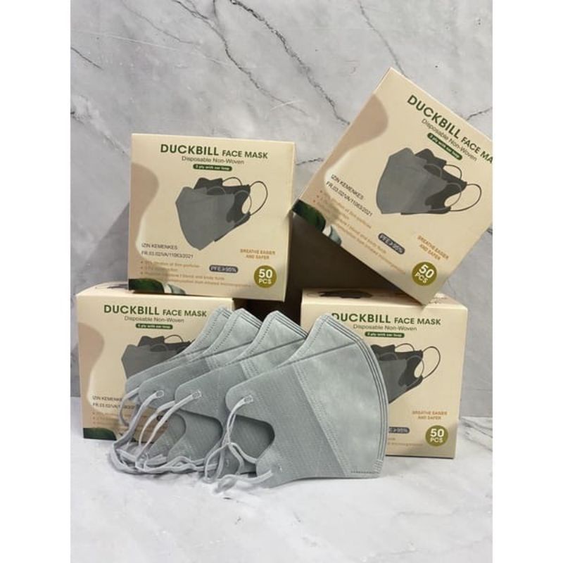 Y&B CARE - Masker Duckbill Abu-abu Isi 50 Pcs
