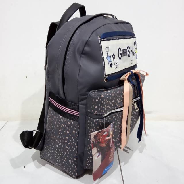 Tas Ransel Punggung Anak Perempuan G Tiara SH Abu Tua Rapi Trendy Model simple Elegan Murah Original