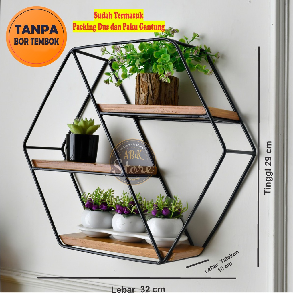 Rak Dinding  Hexagonal / Rak Dinding Besi / Rak Hexagon / Rak BESI MINIMALIS MODERN HIGH QUALITY