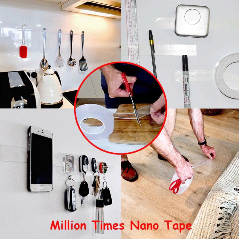 Bisa Dipakai Ulang Nanotape 5 Meter Doubletape Bening Double Tape Gel Selotip Plester Perekat