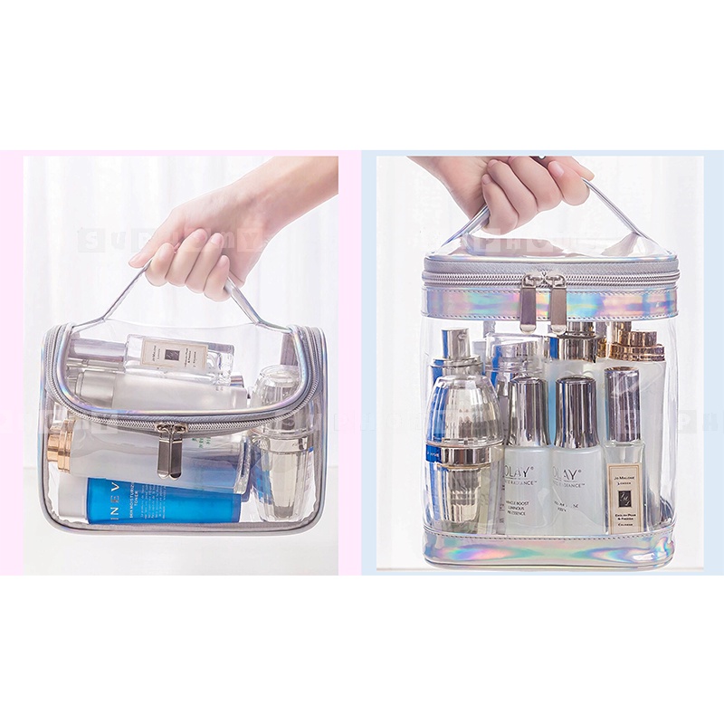 Tas Kosmetik Washbag / Tas Alat MakeUp / Cosmetic Bag Organizer / Tas Make Up Wanita/Tas Kosmetik Anti Air/Tas Kosmetik Travel Transparan /Cosmetic Cube Transparent Clear PVC Toiletries Wash Bag /Pouch Kosmetik