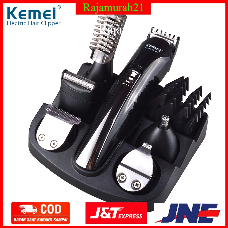 Alat Cukur Elektrik 6 in 1 Hair Trimmer Shaver - KM-600 - Black