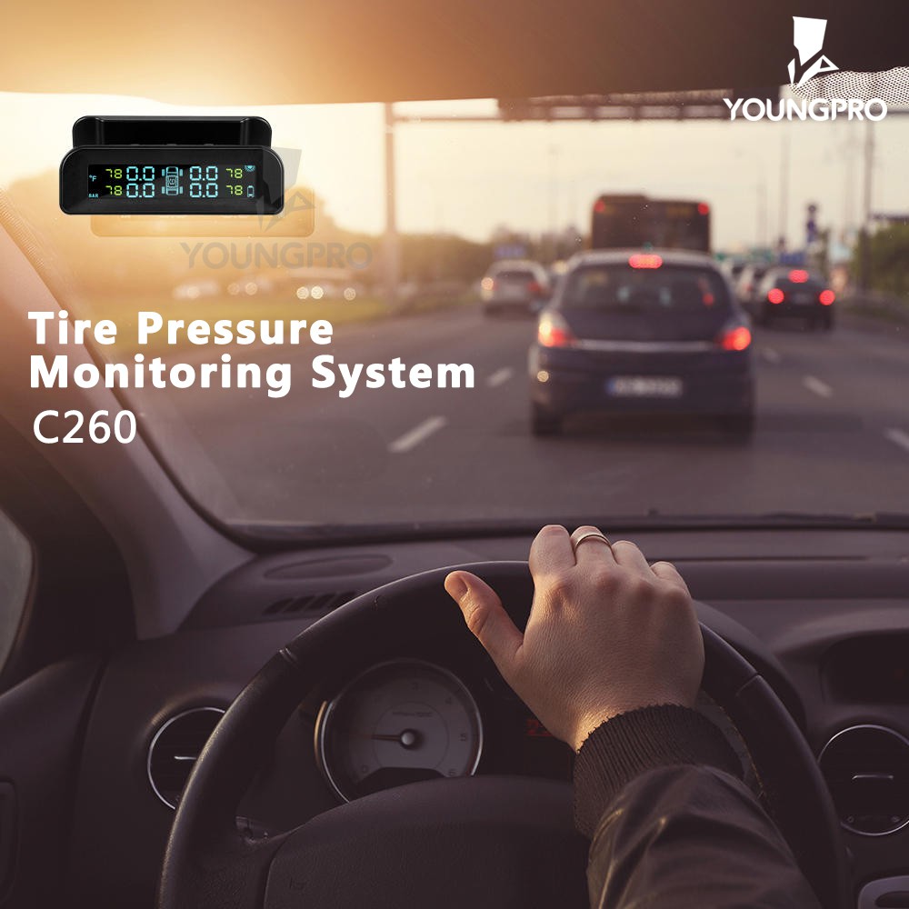 Youngpro C260 - Pengukur Tekanan Ban Real Time Sistem LCD Digital TPMS