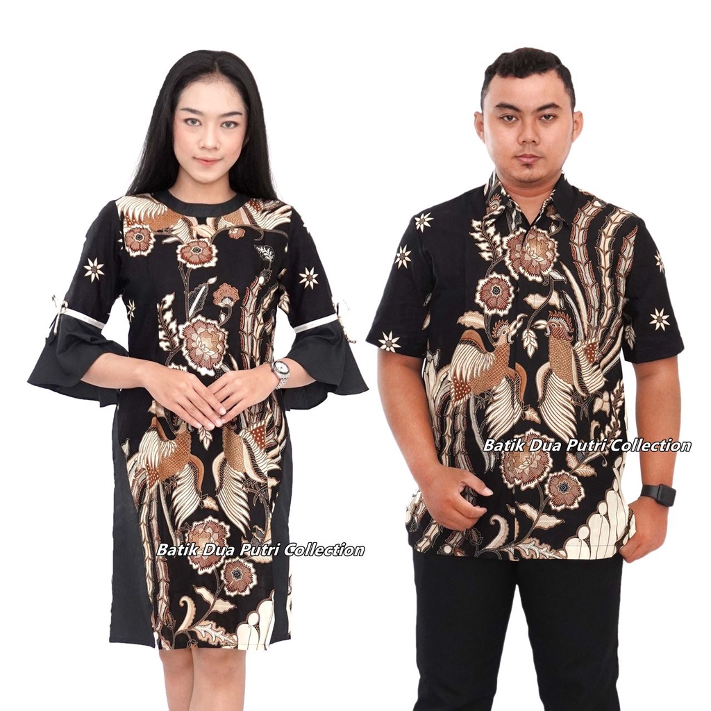 Couple Batik Dres Wanita Kemeja Pria Batik Dua Putri Collection-Garuda