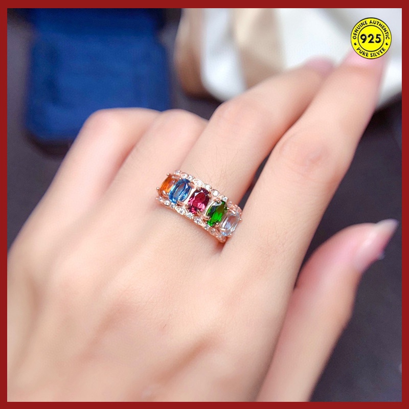 Cincin Batu Permata Kristal Alami Model Terbuka Dapat Disesuaikan Untuk Wanita