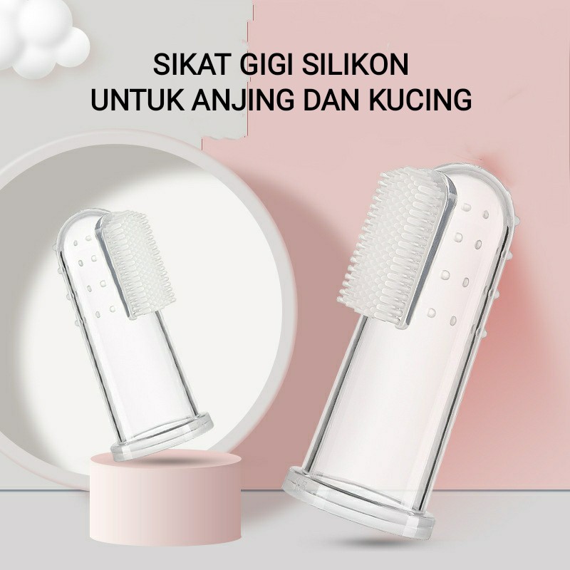 Sikat Gigi dan Lidah untuk Kucing Anjing Silikon / Pet Cat Dog Silicone Finger Toothbrush