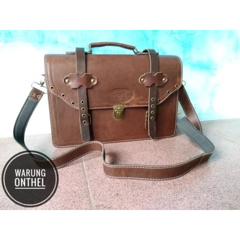 TAS SEPEDA ONTHEL - TAS MOTOR DENGAN TALI SELEMPANG - TAS KULIT MOTOR - TAS ONTEL ONTA UNTO KEBO