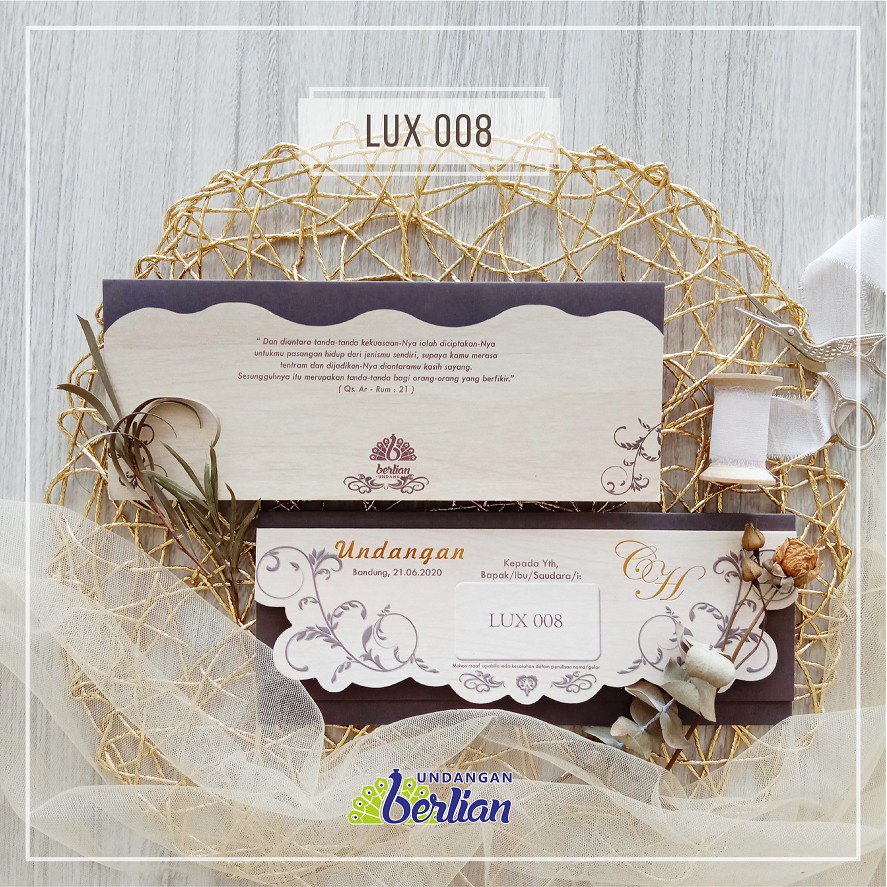 Cetak Undangan Pernikahan / Cetak Kartu Undangan Nikah Unik Murah Seri LUX 008