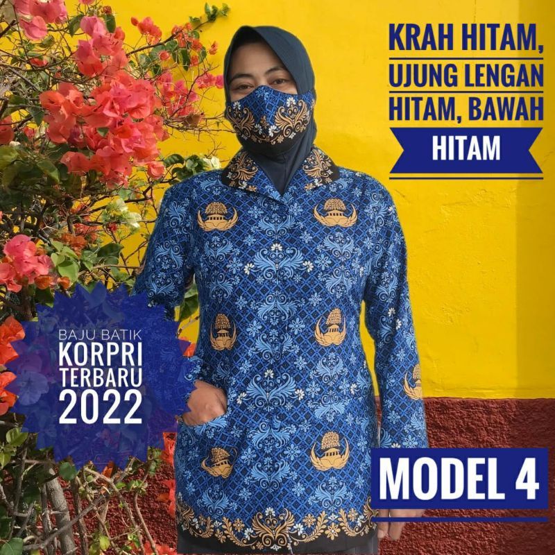 seragam batik korpri model 4 dan 5 Krah hitam terbaru termurah