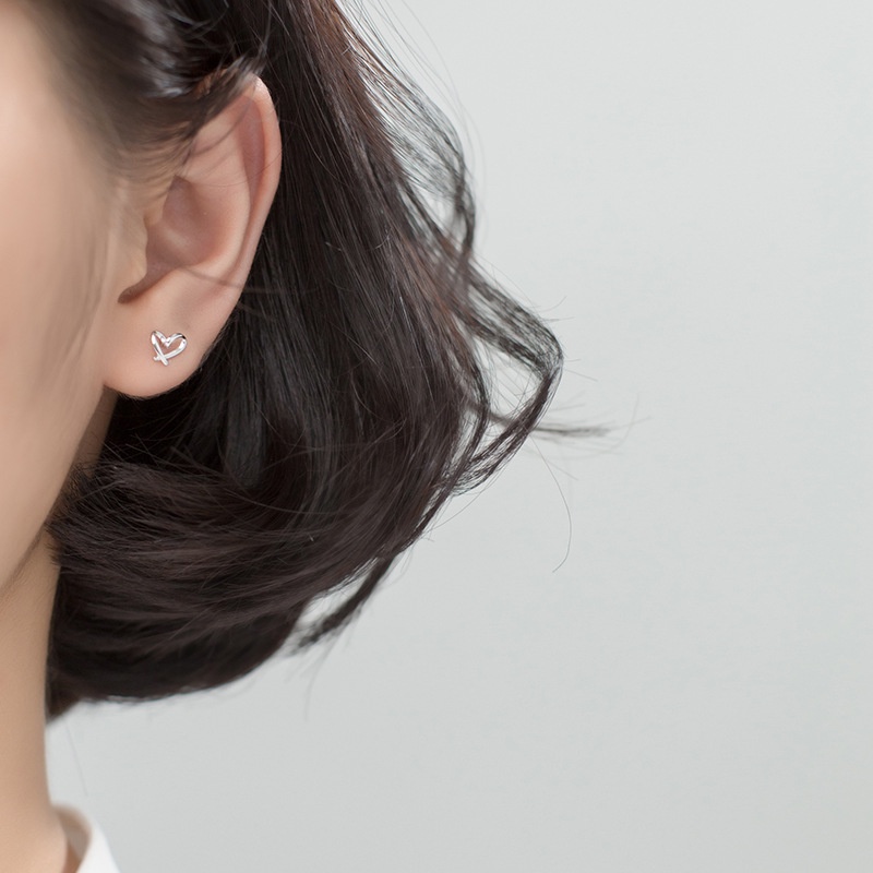 Anting Tusuk Sterling Silver 925 Desain Hati Kecil Untuk Wanita