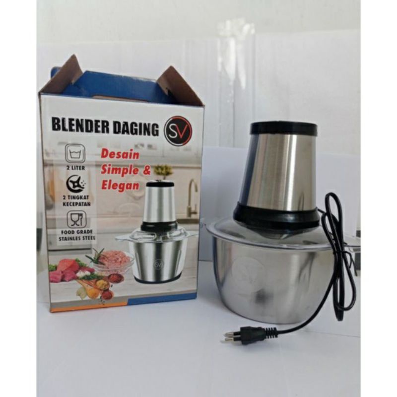 (2L) BLENDER DAGING STAINLESS / FOOD CHOPPER STAINLESS KUALITAS BAGUS