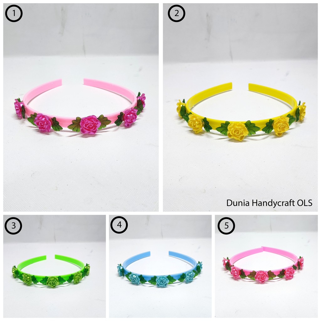 Bando Bunga Mutiara Warna Headpiece Aksesoris Rambut Wanita