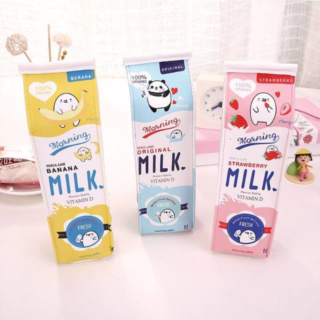 Kotak pensil milk susu tempat pensil susu lucu