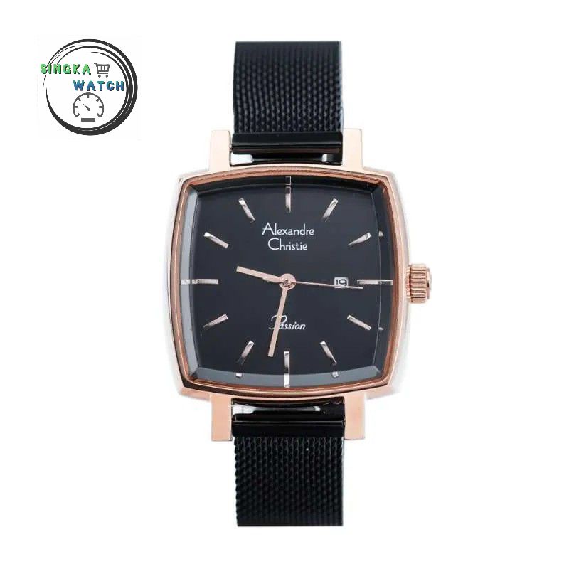 JAM TANGAN CEWEK ALEXANDRE CHRISTIE AC ORIGINAL SERI 2849LD HITAM ROSEGOLD