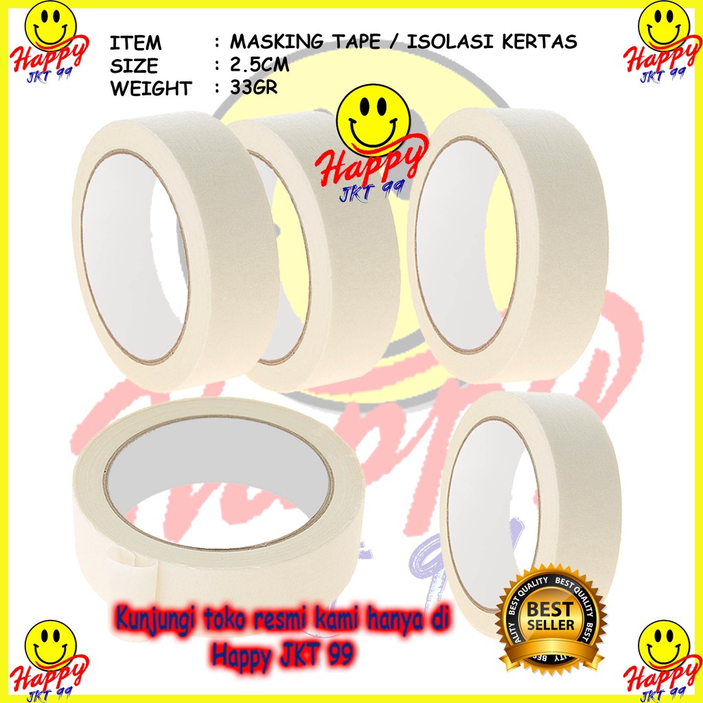 [ HAPPY JKT 99 ] LAKBAN ISOLASI KERTAS STAR MASKING TAPE 24MM X 10Y 1INCI