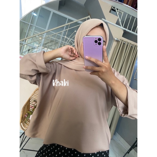 daniella crop top // atasan lucu // baju atasan wanita // luna crop top // stacy crop top-Khaki