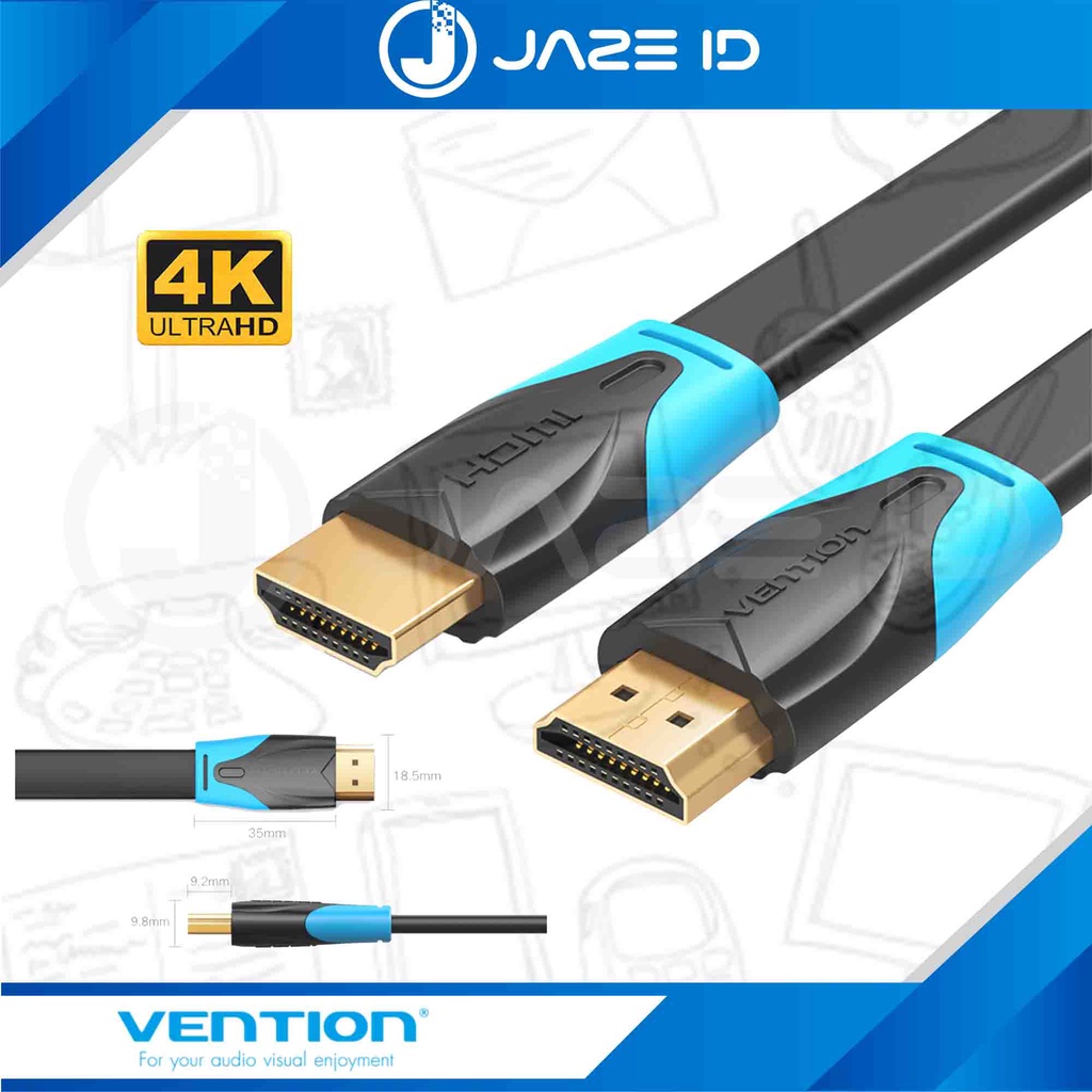 Vention Kabel Gold Plate HDMI Flat 2.0 4K Cable Male to Male 8m 10m