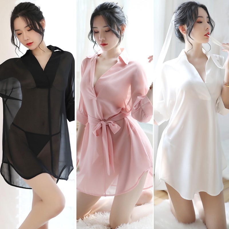 GO ! BT416 BAJU TIDUR SATIN DEWASA SEXY LINGERIE LINGERI BIGSIZE KEMEJA WANITA SEXY COD