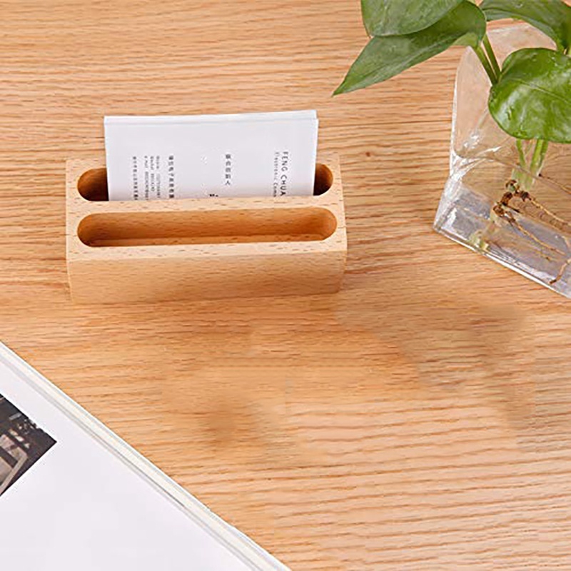 Wood Business Card Display Holder Professional Beech Cards Stand For Desk Desktop Wooden Name Card Case Shopee Indonesia