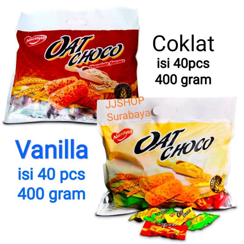 

Oat Choco 400gram rasa coklat dan vanilla isi 40pcs