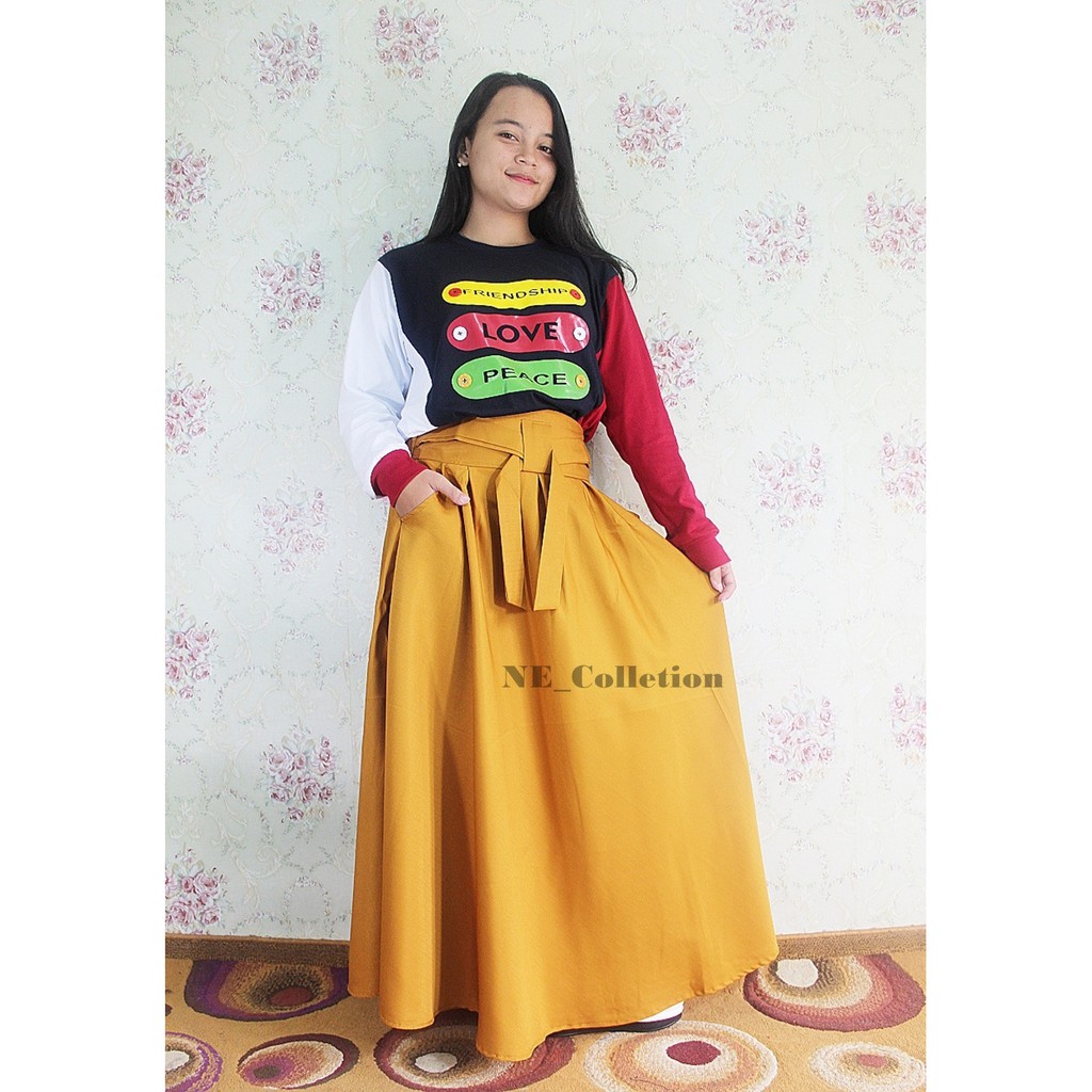Rok Mayung Bahan Balotelli Rok Panjang Wanita Warna Kuning